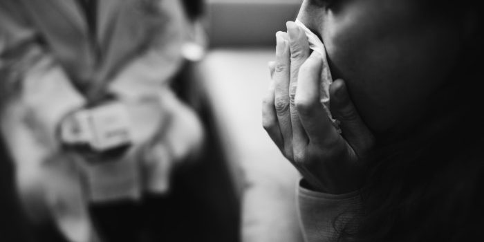 Depressed woman at a mental hospital