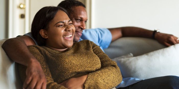 African couple having a great time together