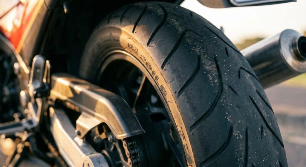 Bandes de peur sur une pneu de moto