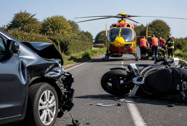 Un trois-roues et une voiture entrent en collision près de Bressuire : une victime héliportée