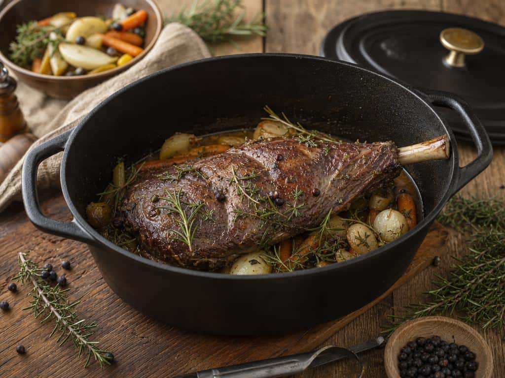 cuissot de chevreuil en cocotte en fonte