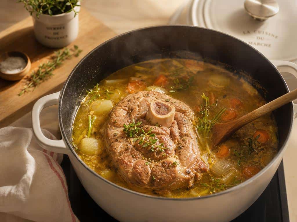 cuisson au court bouillon de la fraise de veau