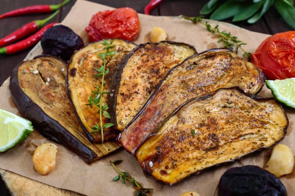 comment faire griller des aubergines au four