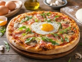 oeuf sur une pizza