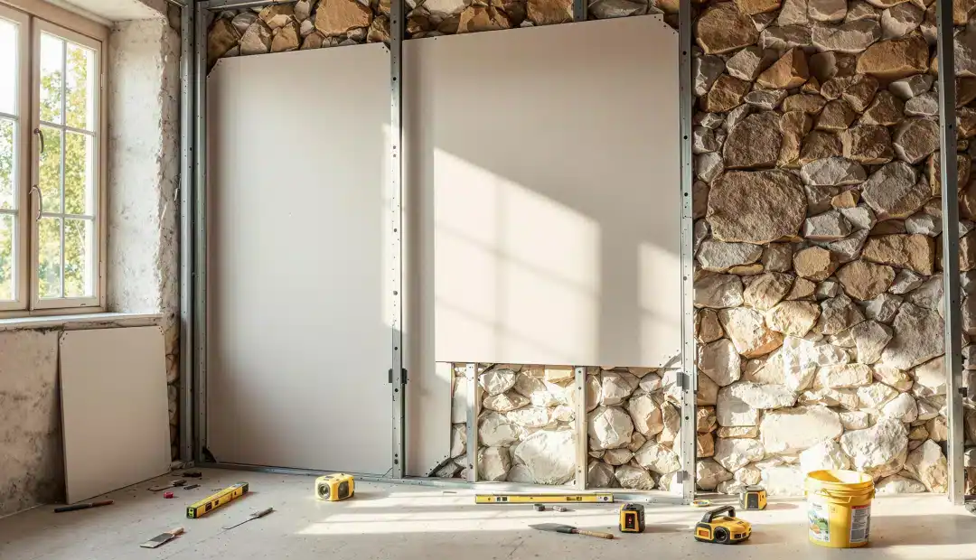 pose placo collé sur mur irrégulier