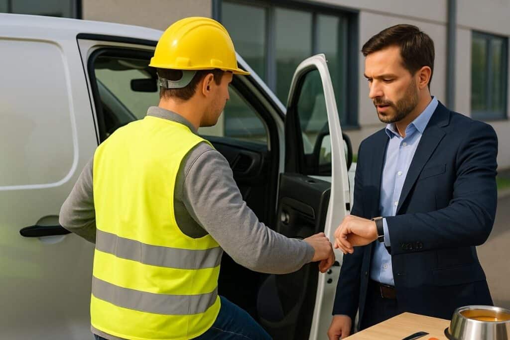 Trajet domicile-chantier BTP