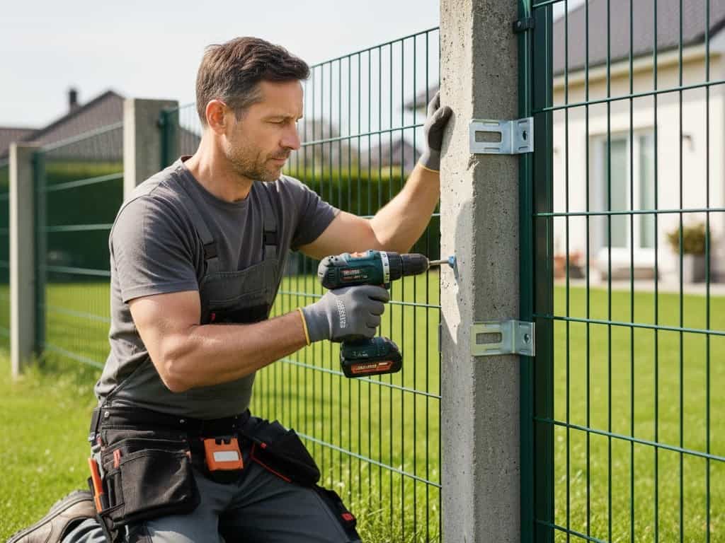 fixation grillage rigide sur poteau beton 1