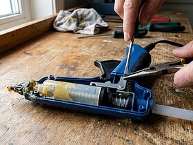 Pistolet à silicone bloqué