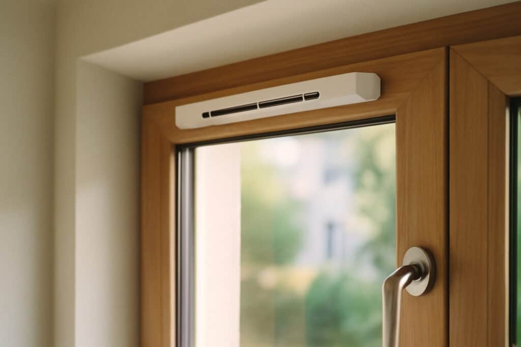 Soufflerie au-dessus d'une porte automatique installation