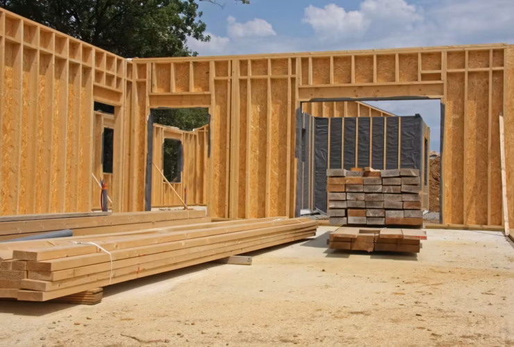 Coupe d'un mur avec ossature en bois