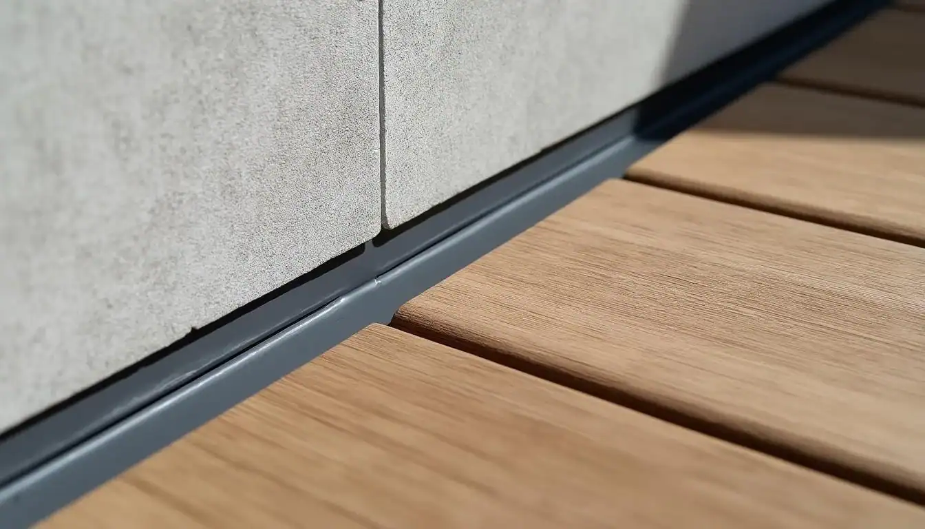 Joint de dilatation de terrasse contre maison