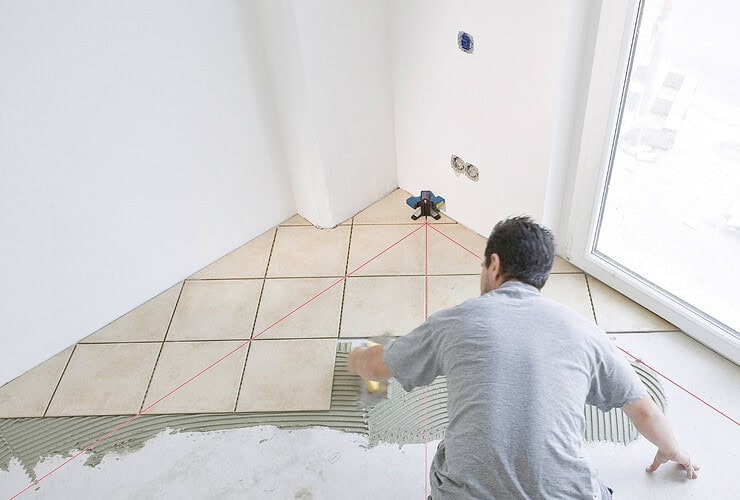 Pose de carrelage en diagonale