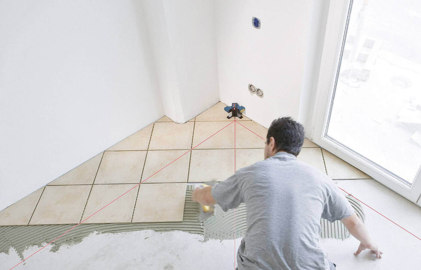 Pose de carrelage en diagonale