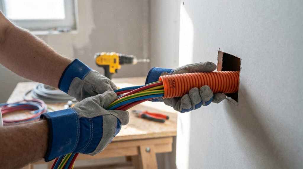 Câble électrique sans gaine dans un mur avis