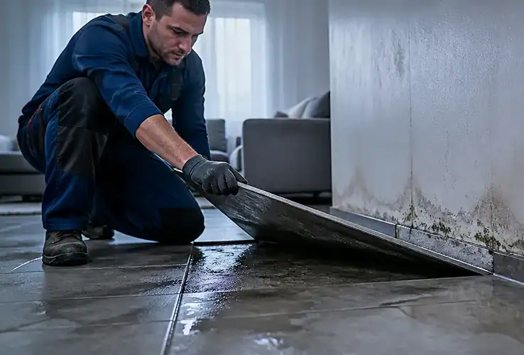 Fuite d'eau dans une canalisation enterrée sous chape