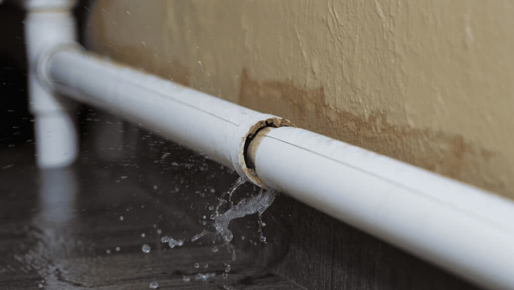 Fuite d'eau dans une canalisation enterrée sous chape tuyauterie