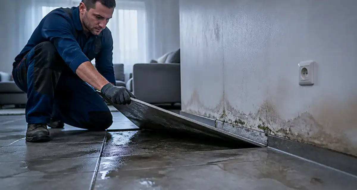 Fuite d'eau dans une canalisation enterrée sous chape
