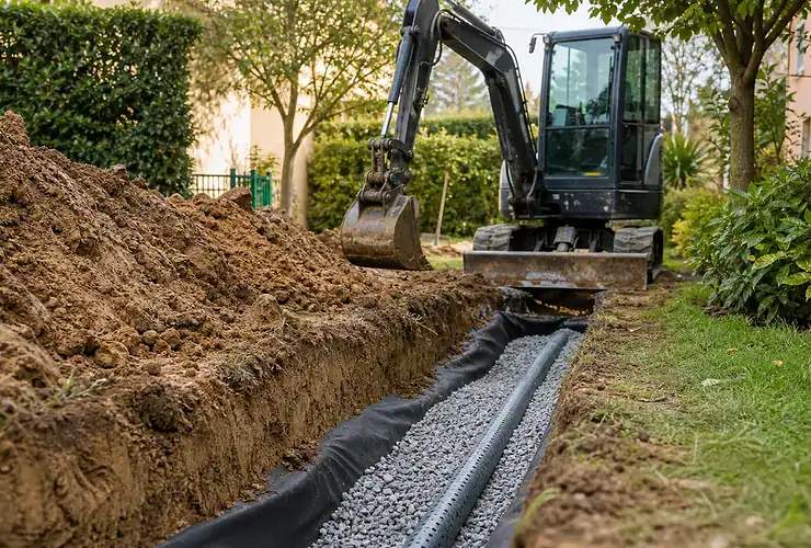 Tranchée drainante pour eaux pluviales