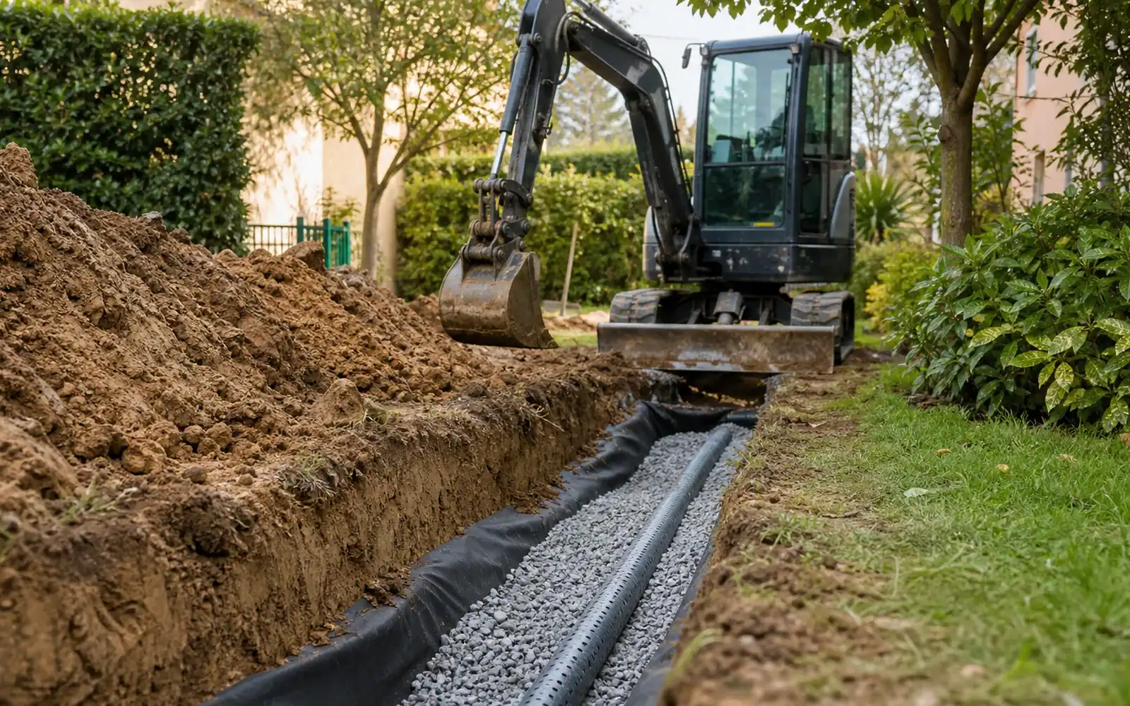 Tranchée drainante pour eaux pluviales