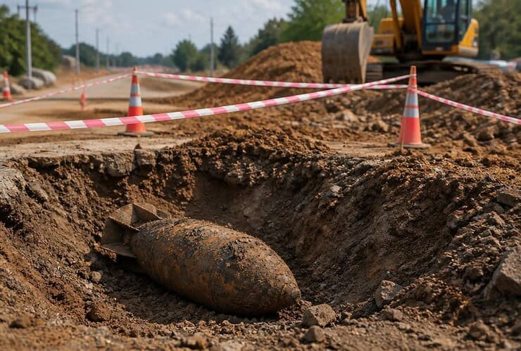 Lors de travaux de construction routière, un objet soupçonné d'être une bombe a été découvert à Dong Nai