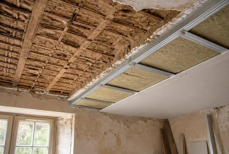renovation isolation plafond torchis sous platre