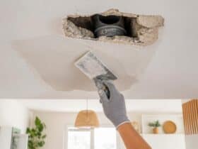 renovation rebouchage plafond rdc apres retrait tube de wc
