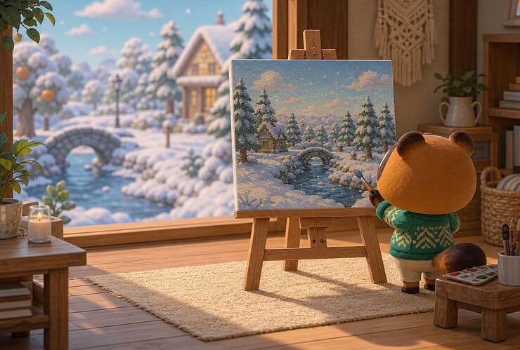Toile hivernale animal crossing