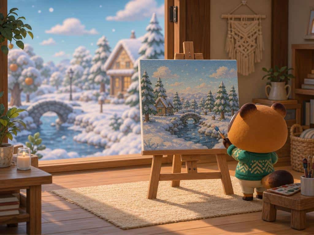 Toile hivernale animal crossing