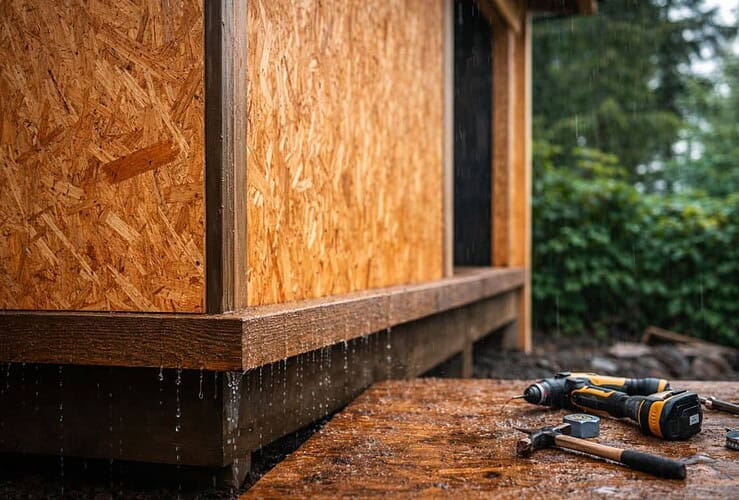 Panneau OSB extérieur et pluie