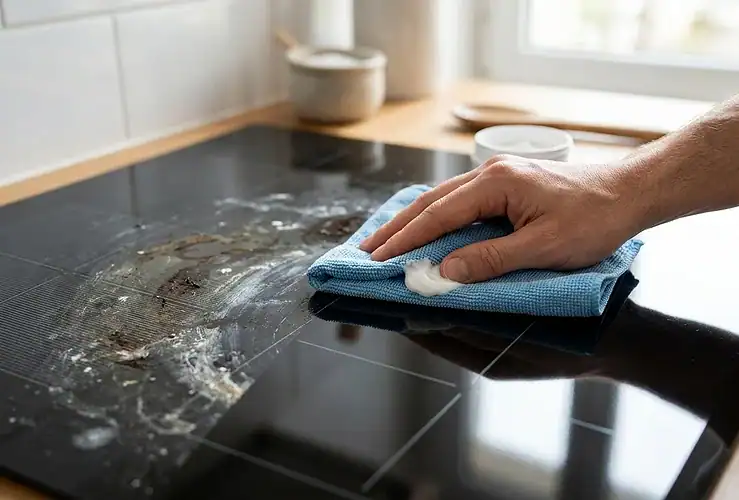 Trace sous le verre d'une plaque induction