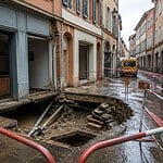 Au nord de Toulouse, une fuite d'eau provoque l'affaissement d'un plancher : deux commerces et cinq logements évacués
