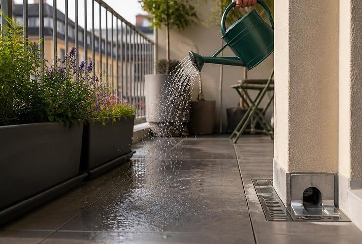 evacuer eau arrosage sur balcon