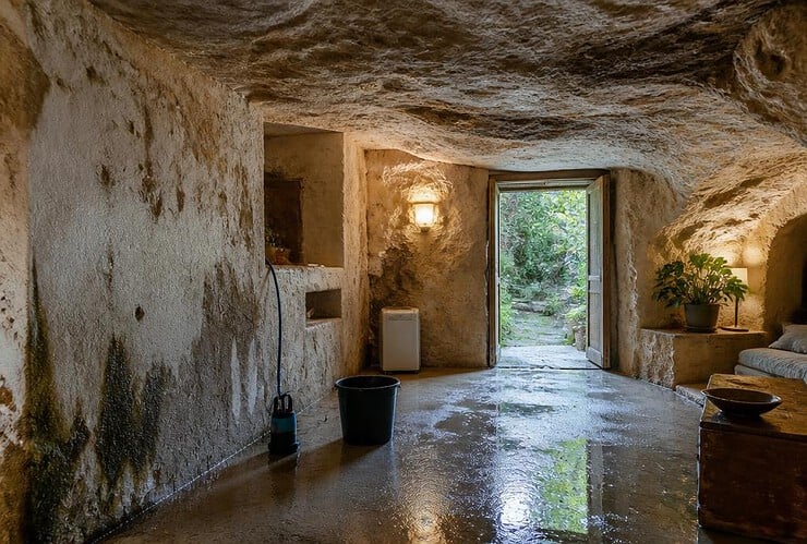 gerer eau infiltration dans maison troglodyte