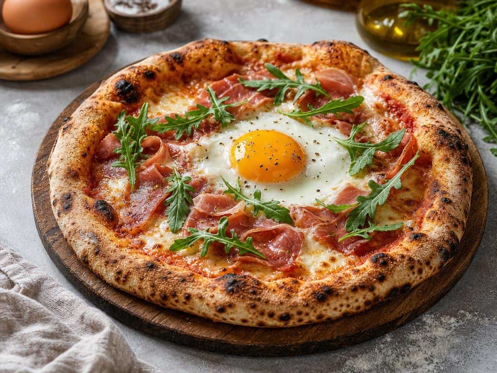oeuf sur une pizza