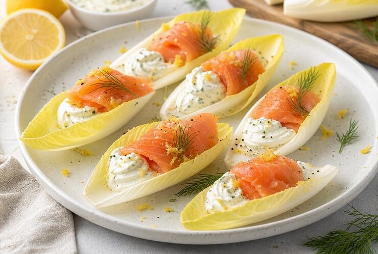 endives au saumon fumé et crème légère citronnée