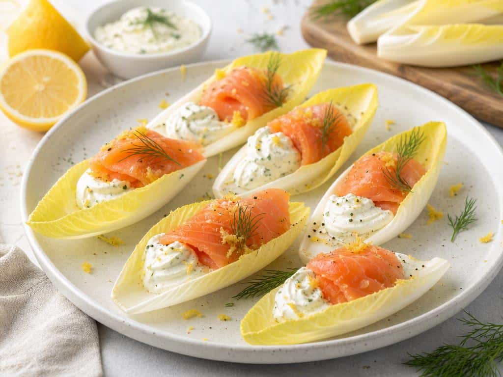 endives au saumon fumé et crème légère citronnée