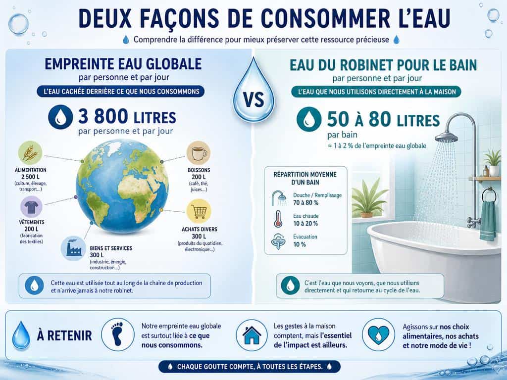 combien de litre pour un bain en moyenne ?