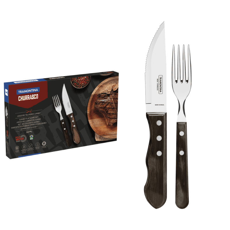 12pc.  Jumbo Knives Braai Set, Brown