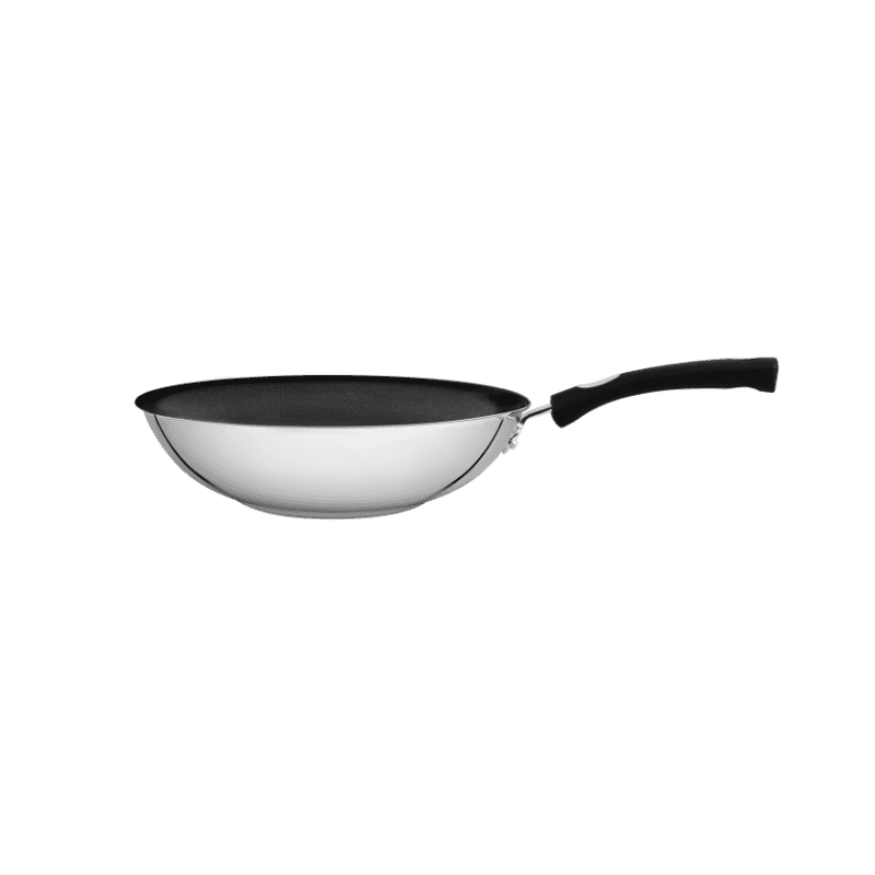 Solar Silicone 28cm Triple Bottom Stainless Steel Wok, interior non-stick coating 3.3l