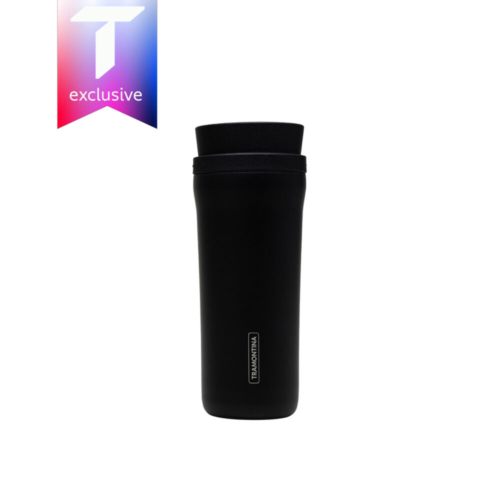 Tramontina Black Stainless Steel Thermo Cup with 360º Spout, 460 ml