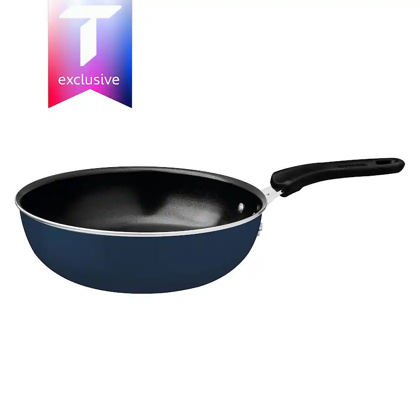 Tunis Aluminum Deep Frying Pan with Interior Ceramic Coating and Mediterranean Blue Silicone Exterior, 24 cm, 2.9 L