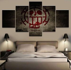 Tableau en 5 pièces One Piece Trafalgar Law Symbôle