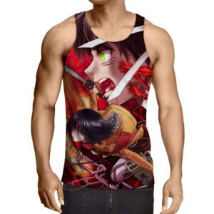 Débardeur 3D All Over Attack On Titans Eren Transformation X Mikasa