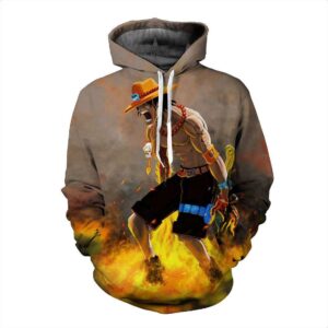 Pull à capuche 3D All Over One Piece Ace Fire