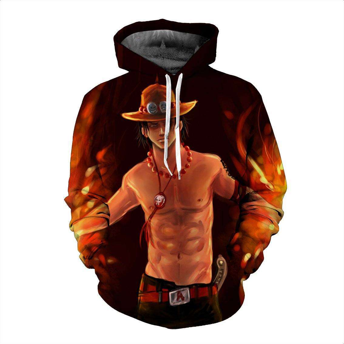 Pull à capuche 3D All Over One Piece Ace Fire