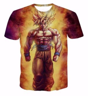 T Shirt Dragon Ball Z Goku Fire
