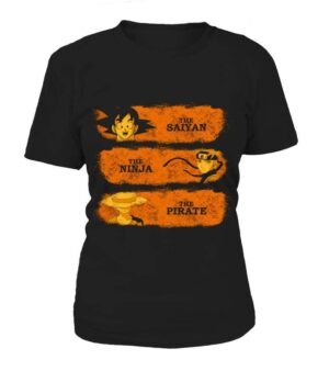 T Shirt Femme Crossover Dragon Ball X One Piece X Naruto