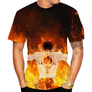 T Shirt One Piece Ace en Flammes