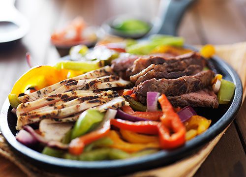 Fajitas at a restaurant