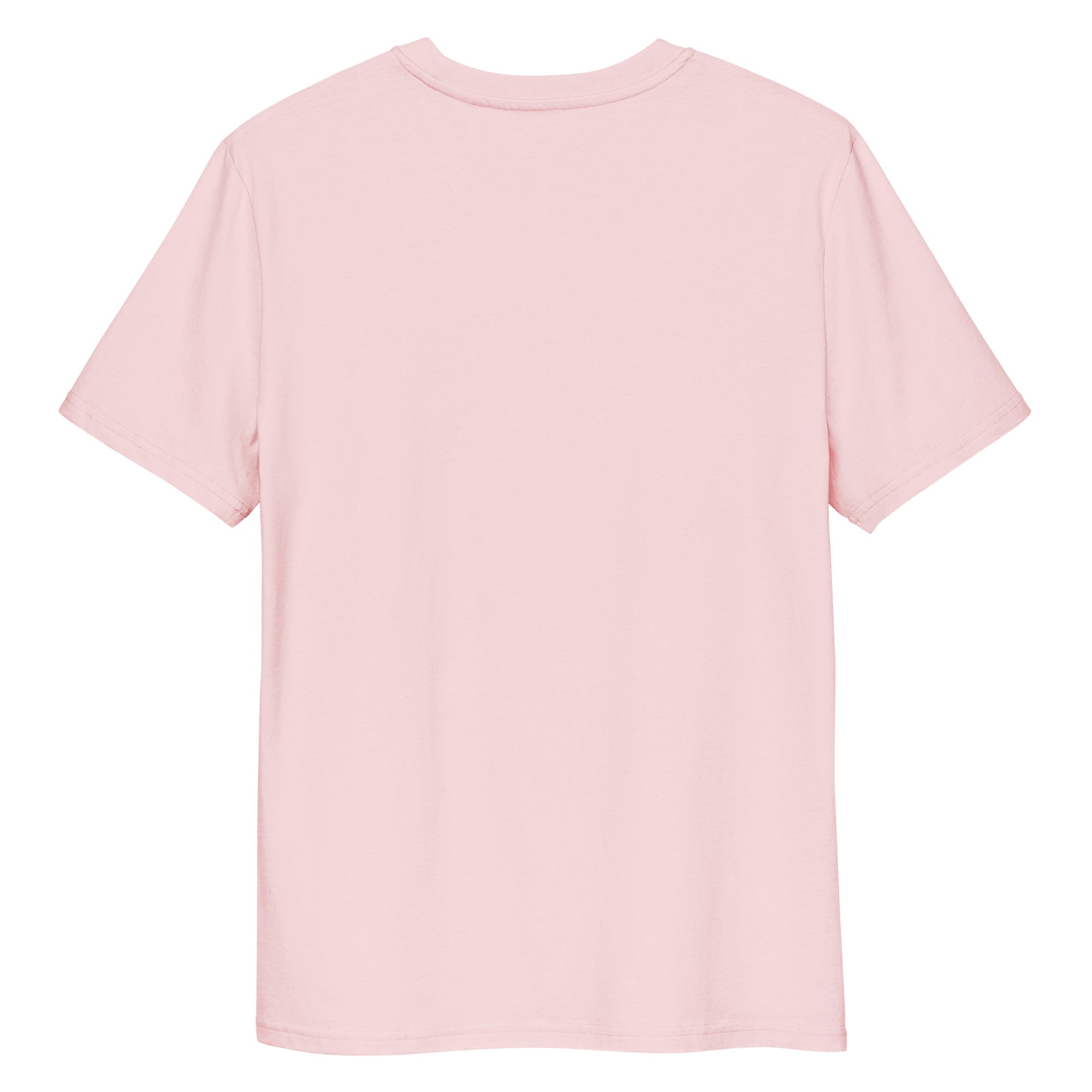 La camiseta unisex Parapente al Atardecer es una camiseta de manga corta, lisa, de color rosa pálido, que se muestra en la parte posterior sobre un fondo blanco.